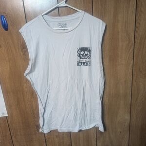 Taco Tuesday "Open Your Mind" White Sleeveless Graphic Tee